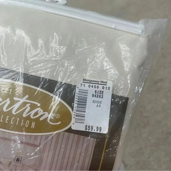 Vintage Curtron Collection Montgomery Ward Beige Pink Priscilla *Curtains Only** - Picture 11 of 11